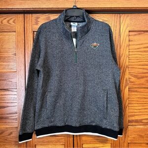 NWT NHL WOMENS Minnesota Wild Hockey Gray 1/4 Zip Pullover Size Large 12/14